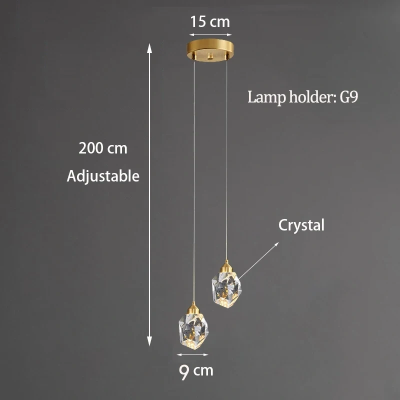 Light Luxury K9 Crystal Small Dhandelier Modern And Minimalist Restaurant Light Bar Counter Bedroom Bedside Long Line Light