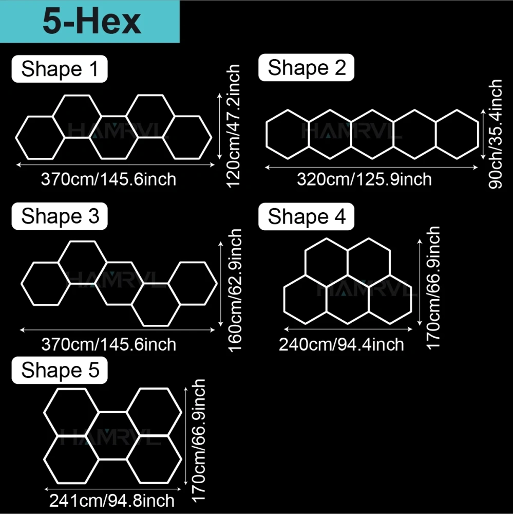 4000k Natural light Lighting Hexagon Barbershop Garage LED Ceiling Light 110-240V Car Beauty Detail Workshop Honeycomb Tube lamp