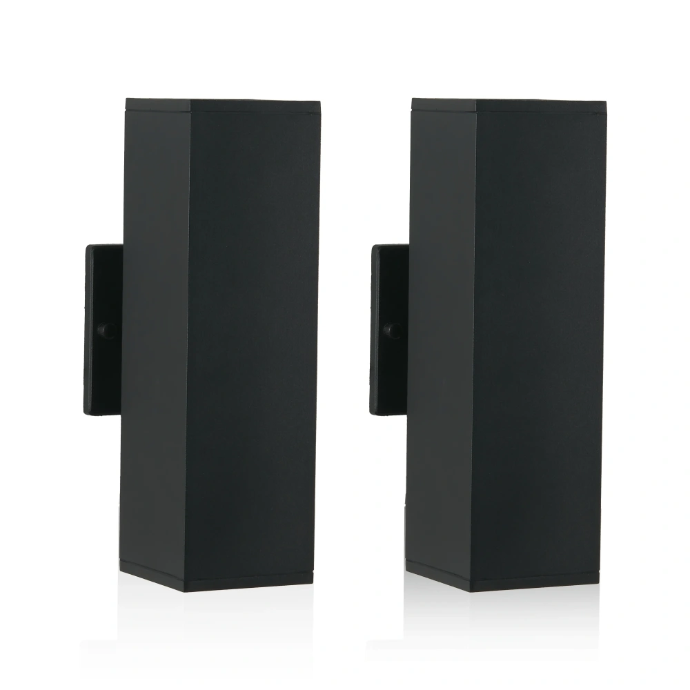 2-Pack Outdoor Wall Light IP65 Waterproof Up & Down GU10 Bulb Wall Sconce Black Aluminum Exterior Light for Porch, Patio, Garage