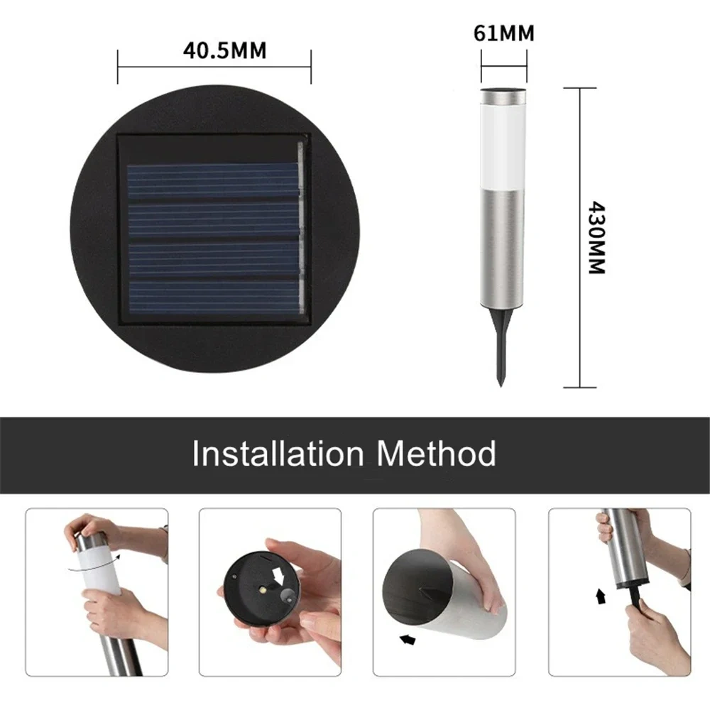 1/2/4/10 Pack 600mah Solar Garden Pathway Lights Outdoor LED Lighting Ground Plug Bollard Light for Patio, Gardens,Pathways,Lawn