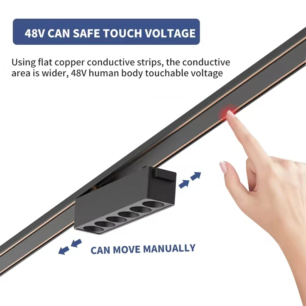 T26 Tuya Zigbee Magnetic Track Light Surface-Mount Aluminium LED DC48V Alexa Home-AssistantFlood Spot Black White