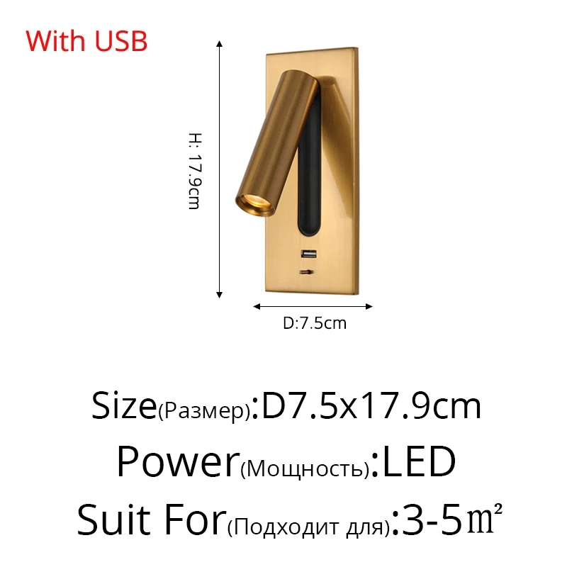 USB Charging Rotatable Modern New LED Wall Lights With Switch Living Study Room Bedroom Bedside Aisle Flats Indoor Lamp Lighting