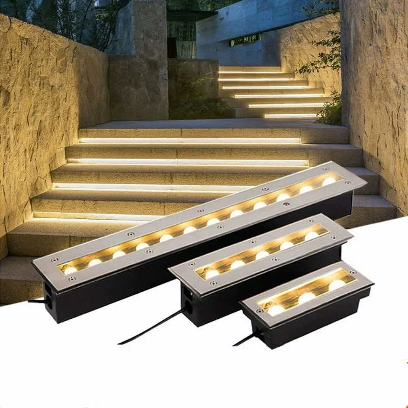 IP68 Waterproof Strip Shape LED Underground Light 18W 24W Outdoor Ground Garden Path Floor Buried Yard Spot Landscape 110V220V