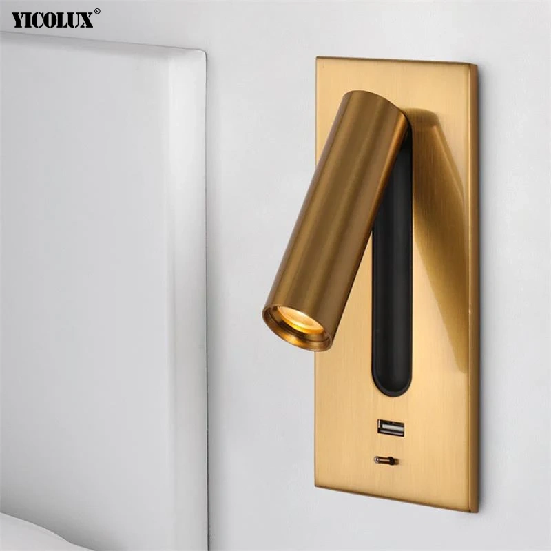 USB Charging Rotatable Modern New LED Wall Lights With Switch Living Study Room Bedroom Bedside Aisle Flats Indoor Lamp Lighting