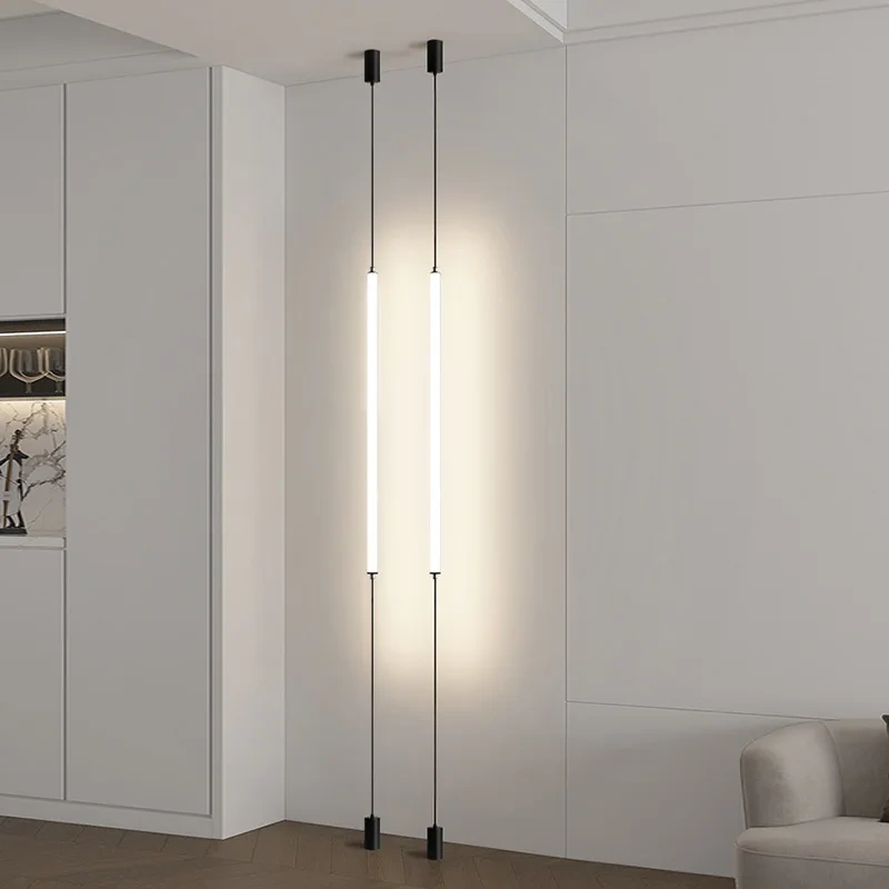 Italy Design Bedroom Bedside LED Floor Lamps Acrylic Sconces Long Line Light Modern Black Hotel Living Room LED Floor Light Home