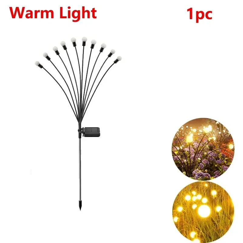 6/8 LEDs Solar Garden Light Swing Waterproof LED Firefly Lamp Flexible Wire for Outdoor Yard Patio Christmas New Year Decoration