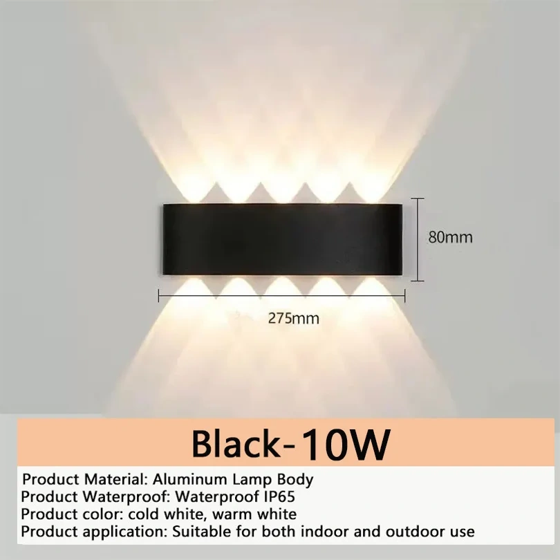 Aluminum LED Wall Light 110V 220V  Waterproof Light Outdoor  Up Down Wall Mount Lights Stairway Corridor Garden Lights Outdoor