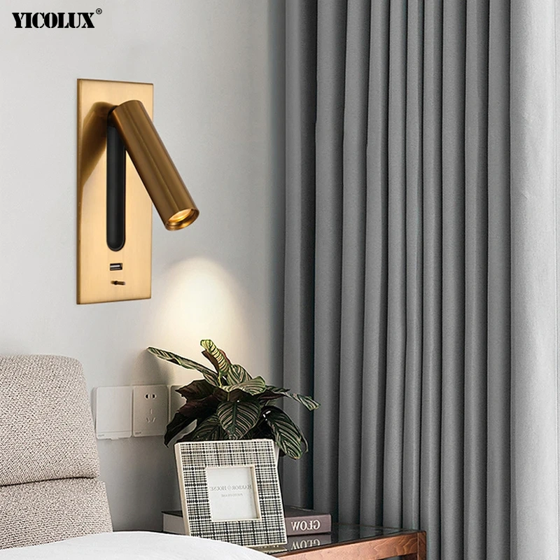 USB Charging Rotatable Modern New LED Wall Lights With Switch Living Study Room Bedroom Bedside Aisle Flats Indoor Lamp Lighting