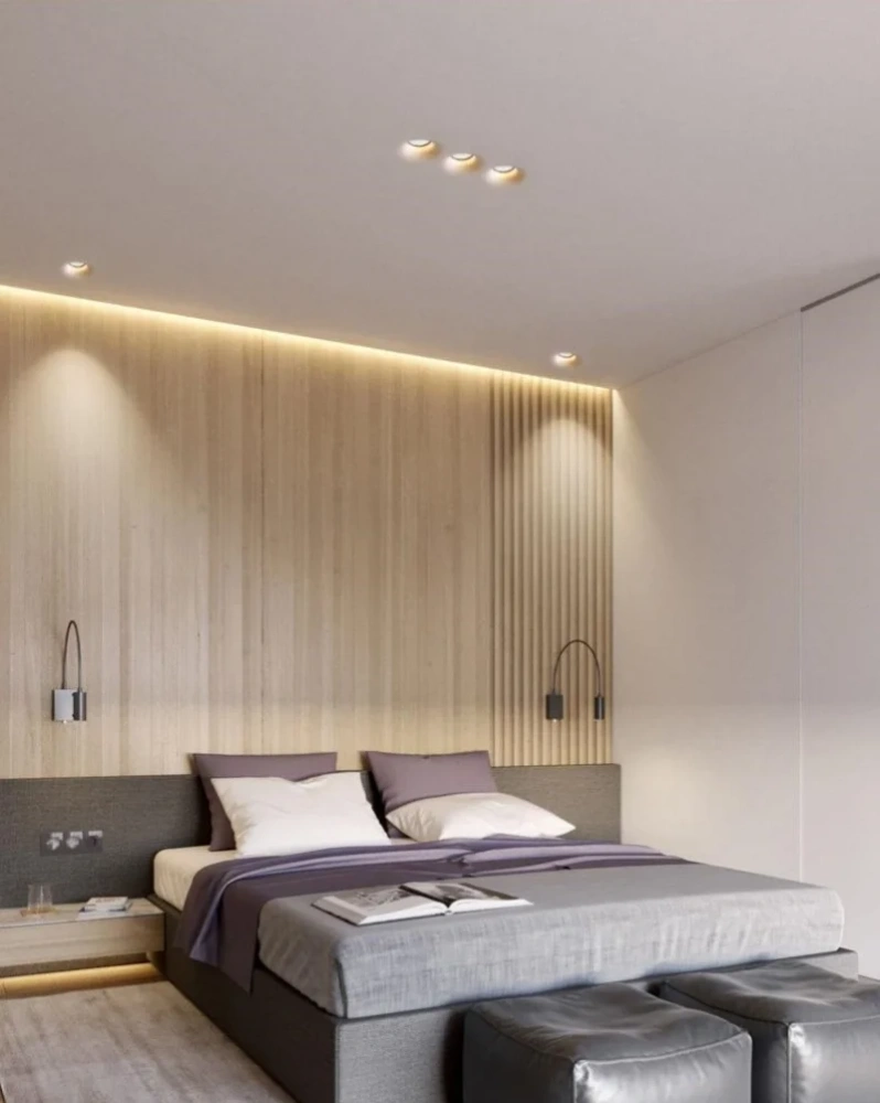 Recessed Gypsum Downlight Ceiling Lamp LED Anti-Glare Embedded Borderless Spotlight Living Room Bedroom Aisle Home Lighting 12w
