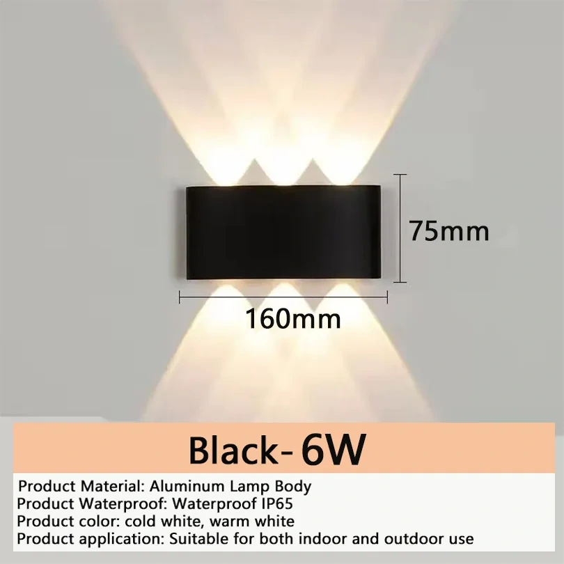 Aluminum LED Wall Light 110V 220V  Waterproof Light Outdoor  Up Down Wall Mount Lights Stairway Corridor Garden Lights Outdoor