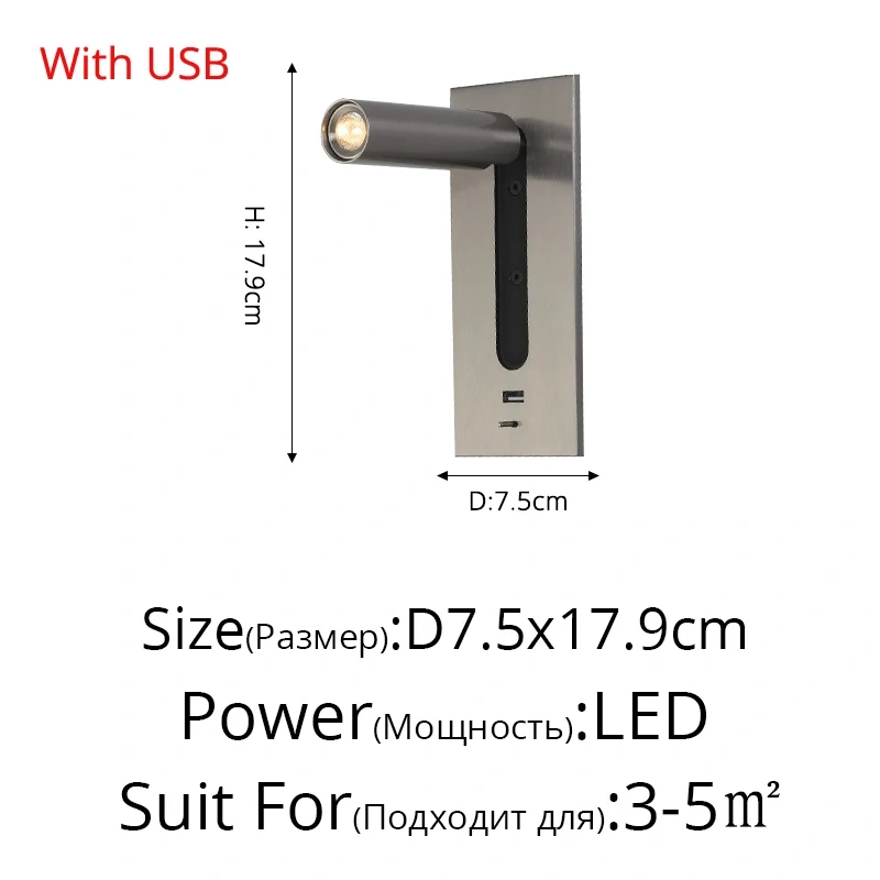 USB Charging Rotatable Modern New LED Wall Lights With Switch Living Study Room Bedroom Bedside Aisle Flats Indoor Lamp Lighting