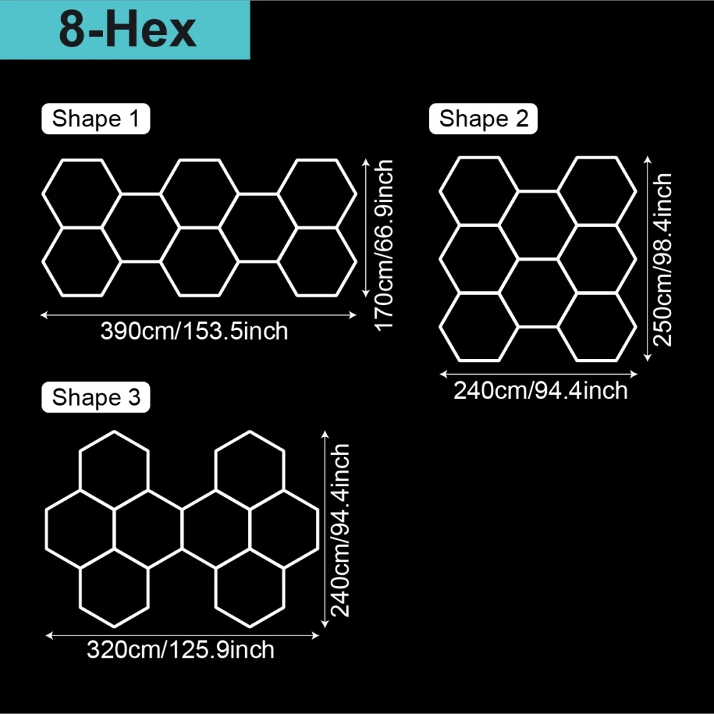 4000k Natural light Lighting Hexagon Barbershop Garage LED Ceiling Light 110-240V Car Beauty Detail Workshop Honeycomb Tube lamp