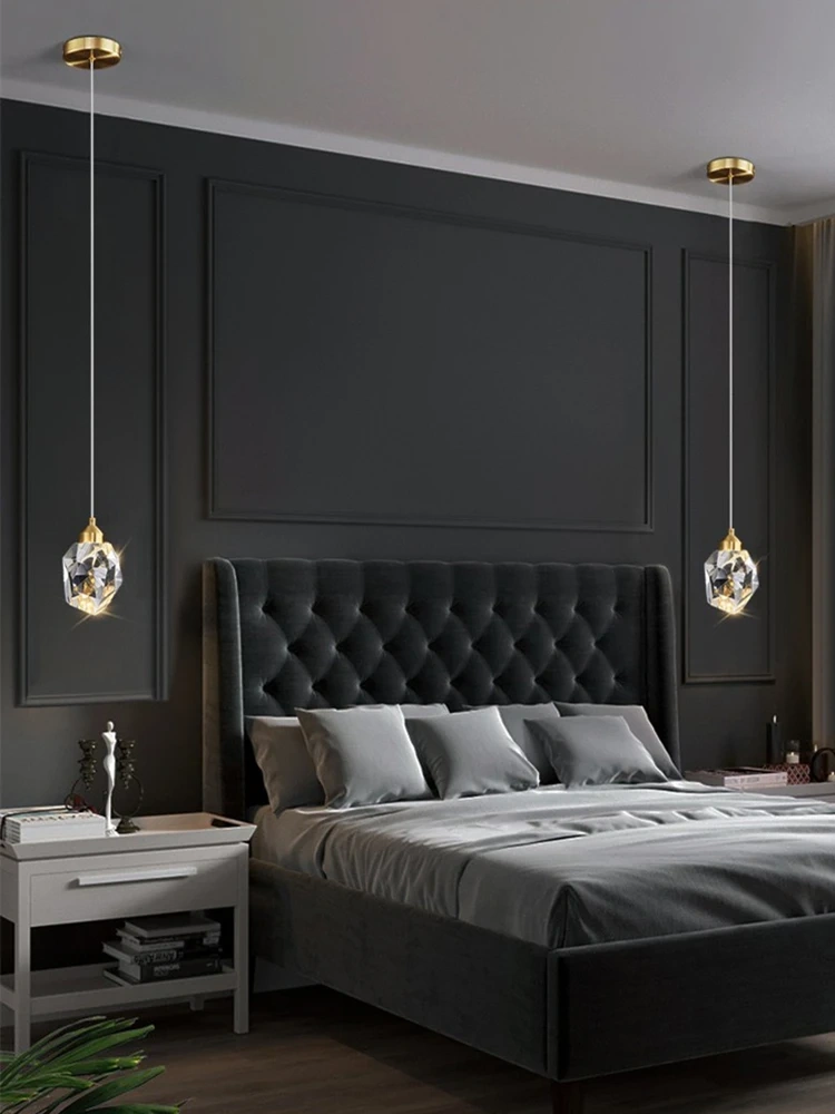 Light Luxury K9 Crystal Small Dhandelier Modern And Minimalist Restaurant Light Bar Counter Bedroom Bedside Long Line Light