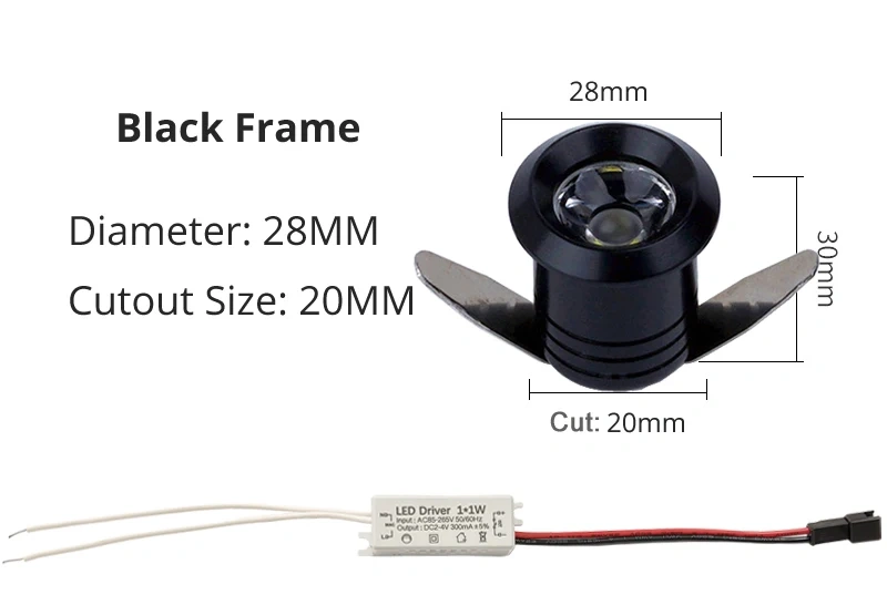 1W LED Mini Ceiling Small Spotlight Opening 20mm Recessed Hole Display Wine Background Cabinet Light 110V 220V