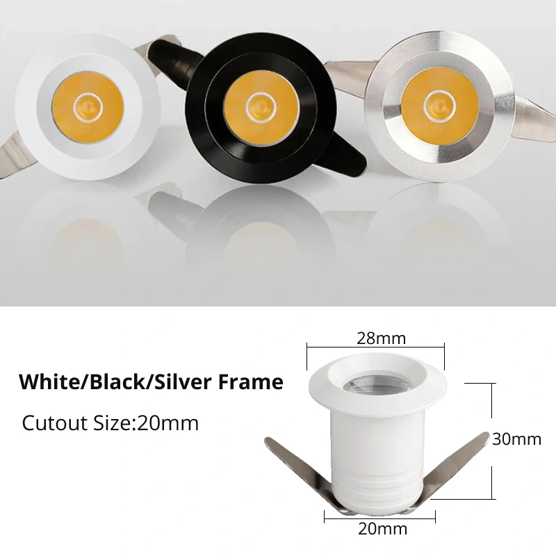 1W LED Mini Ceiling Small Spotlight Opening 20mm Recessed Hole Display Wine Background Cabinet Light 110V 220V