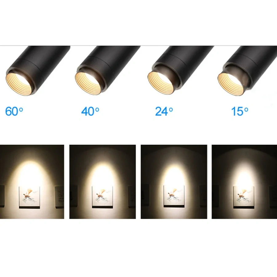 20W 30W Dimmable Focusing COB Led Track Light 3000k-6000K Aluminum LED Rail Track Light Adjustable15-60 Zoom LED Spotlights