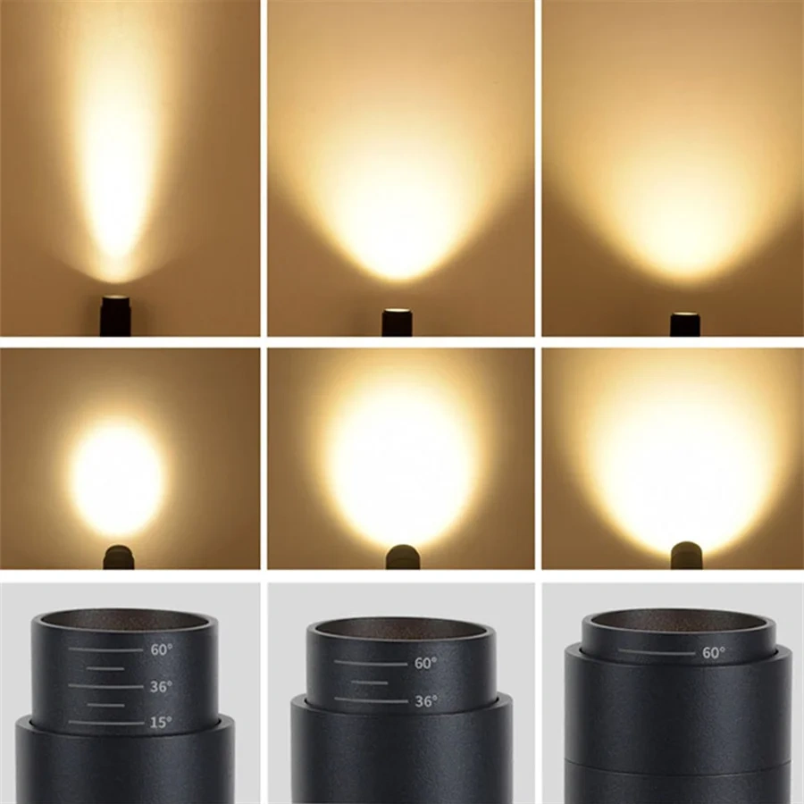 20W 30W Dimmable Focusing COB Led Track Light 3000k-6000K Aluminum LED Rail Track Light Adjustable15-60 Zoom LED Spotlights