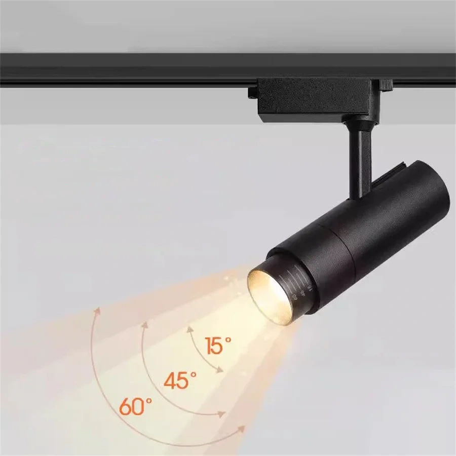 20W 30W Dimmable Focusing COB Led Track Light 3000k-6000K Aluminum LED Rail Track Light Adjustable15-60 Zoom LED Spotlights
