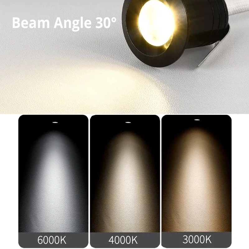 1W LED Mini Ceiling Small Spotlight Opening 20mm Recessed Hole Display Wine Background Cabinet Light 110V 220V