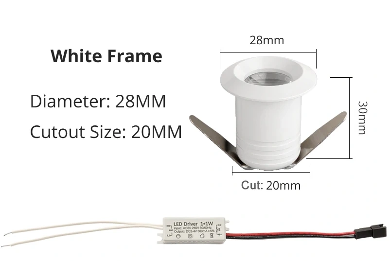1W LED Mini Ceiling Small Spotlight Opening 20mm Recessed Hole Display Wine Background Cabinet Light 110V 220V