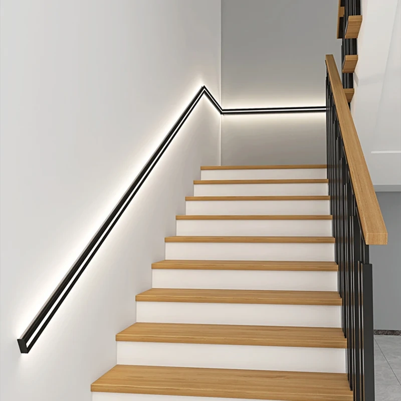 Surface Mounted Long Armrest Wall Lamp Staircase Hallway Lighting Simple Line Lamp Bedroom Light White Black Decorative Sconce