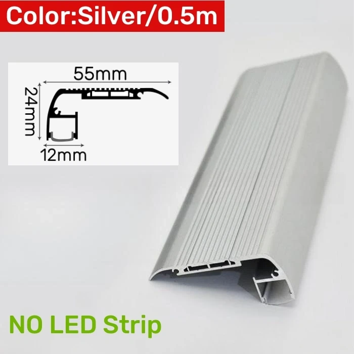 0.5m/1m Anti-Slip Stair Corner LED Aluminum Profile Safety Backlight Step Channel Cover Edge Protector Deck Hard Bar Strip Light