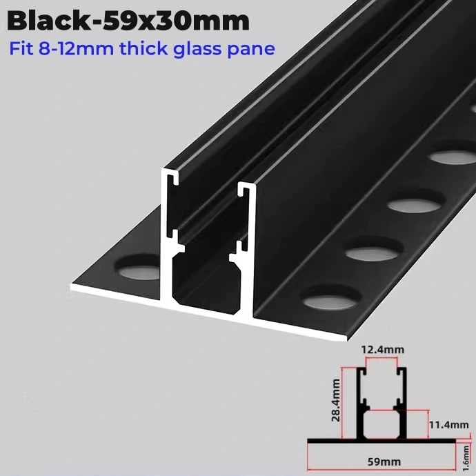 Bathroom Glass Board LED Aluminum Profile Embedded F-shaped Waterproof Channel Layer Shelf Splint Shower Cabinet Bar Strip Light