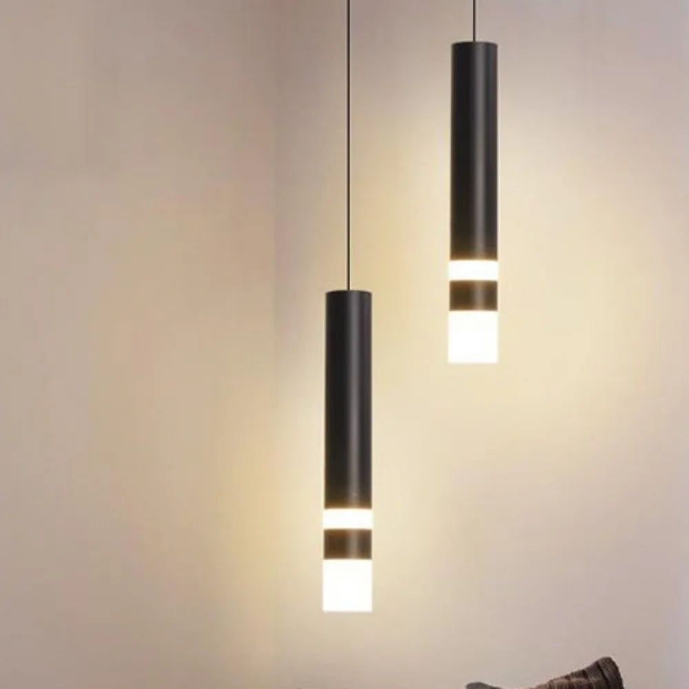 Lustre anti-reflexo led lâmpada pingente de barril longo regulável 7w 12 15 restaurante bar pequena sala de estar parede do hotel recepção