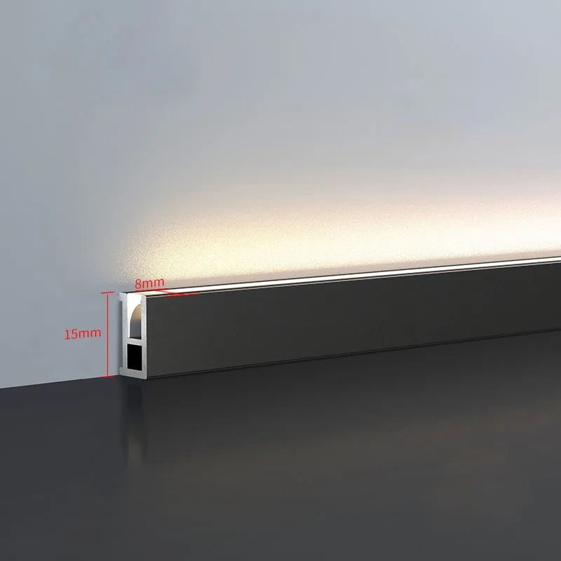 Ultra-narrow Basebaord Aluminum Profile Recessed Hidden Led Skirting Line Channel Silicone Diffuser Wall Corner Bar Strip Light