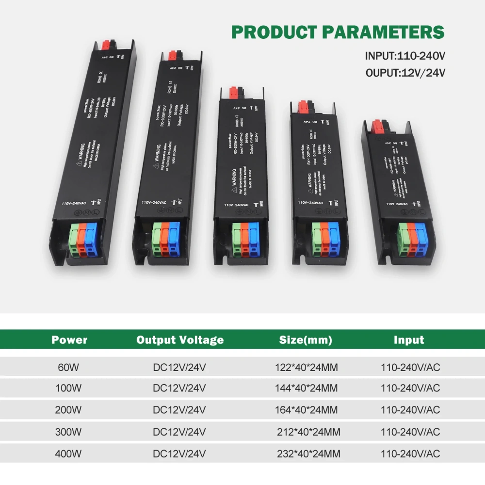 Transformadores de iluminação ultrafinos, 110v 220v a 12v 24v 60w 100w 200w 300w 400w para cctv led strip adaptador de fonte de alimentação driver