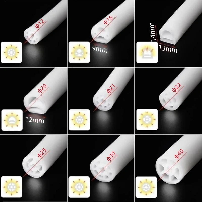 360° Glowing Round LED Neon Tube Rope Lamp Flexible Silicone Diffuser Channel WS2811 WS2812B Soft IP65 Outdoor Tape Strip Lights