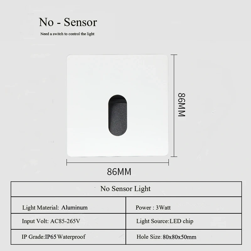 Outdoor Wall Lamp Waterproof Nightlight 3W Recessed Foot Light For Home Garden Hotel Corridor Step Staircase Yard Balcony Aisle