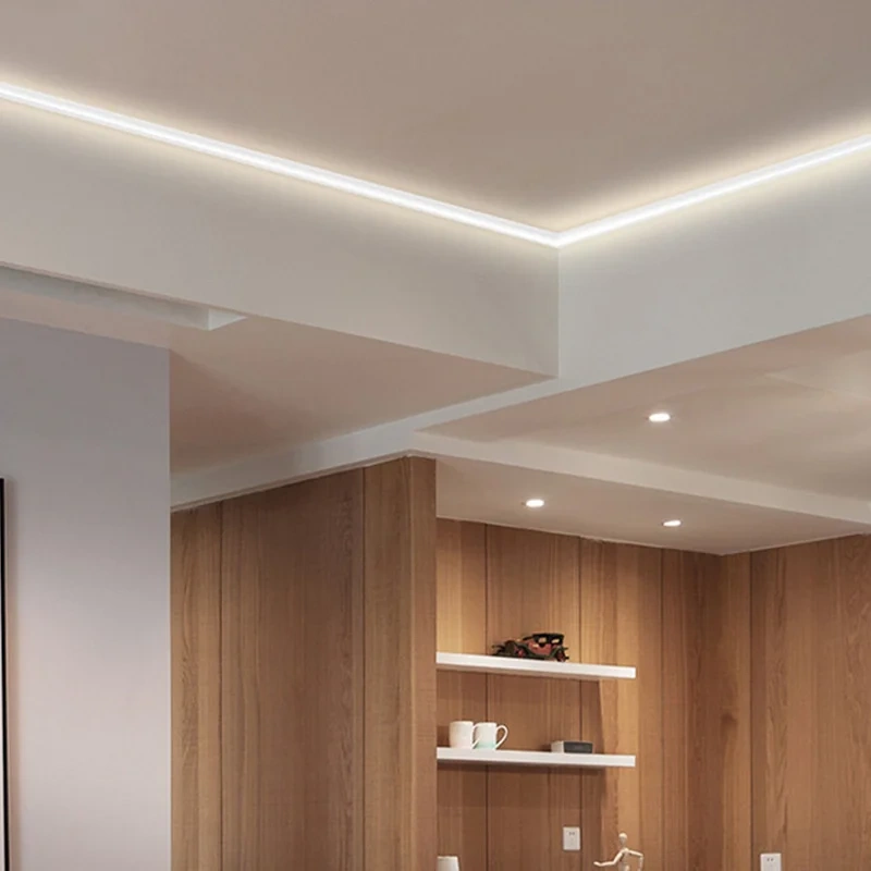 Ceiling Led Aluminum Profile Surface Mounted Wall Top Corner Decoration Indoor Atmosphere Lighting Linear Hard Bar Light Lamps