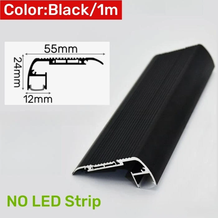 0.5m/1m Anti-Slip Stair Corner LED Aluminum Profile Safety Backlight Step Channel Cover Edge Protector Deck Hard Bar Strip Light