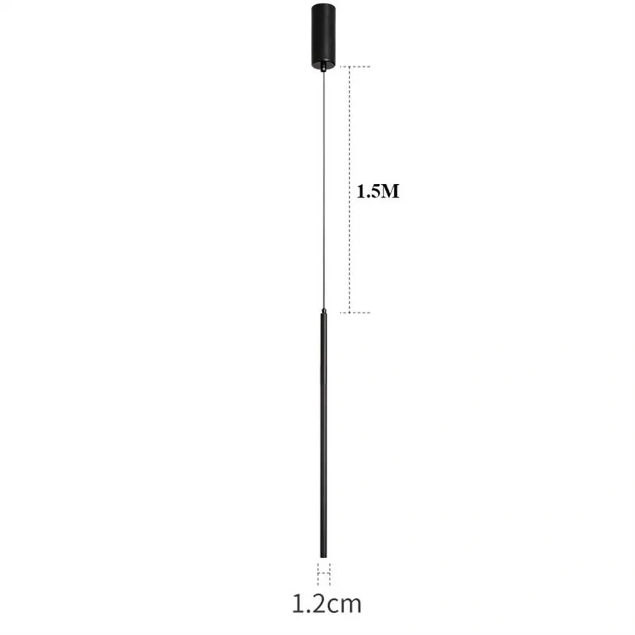 Superfine 1.2CM Cylinder Long Tube LED Pendant Lights Dining Room Shop Bar Cord Pendant Lamp Background Wall Spotlight