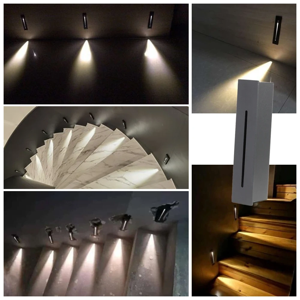 LED Recessed Wall Light Stair Light AC85-265V Indoor Staircase Light Wall Light 3W Stairase Step Stairway Hallway Night Light