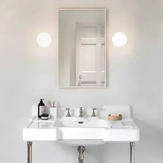 Modern White Wall Lamp Ball Glass Wall Sconce for Home Bathroom Mirror Living Room Bedroom Wall Decorative Interior Light