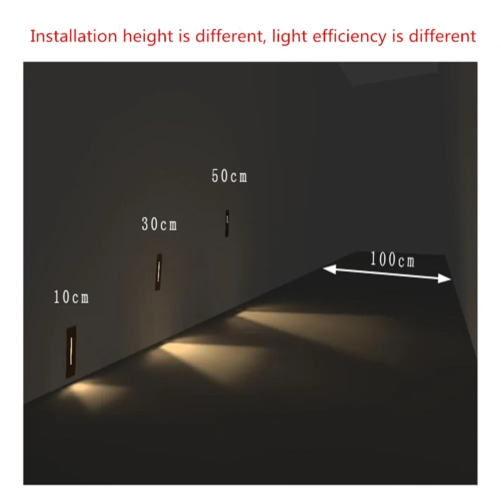 LED Recessed Wall Light Stair Light AC85-265V Indoor Staircase Light Wall Light 3W Stairase Step Stairway Hallway Night Light