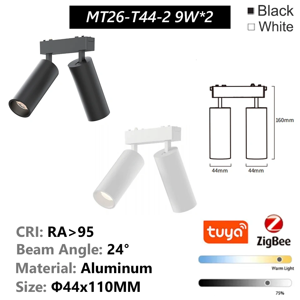 T26 Extra Smart Magnetic Track Light Dimmable Ceiling Surface Mount Aluminium LED DC48V Alexa Tuya Zigbee Flood Spot Black White