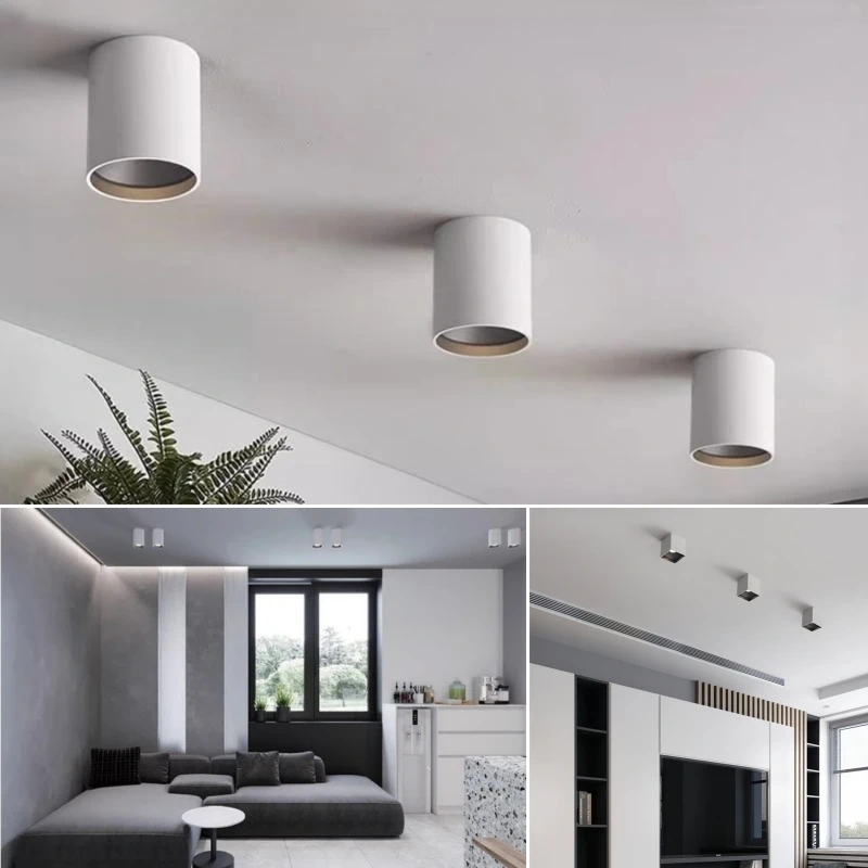 Anti-Glare Round/Square LED Downlight 7W/10W/12W Surface Mounted Dimmable COB Ceiling Light Gallery Office Spot Lighting Fixture