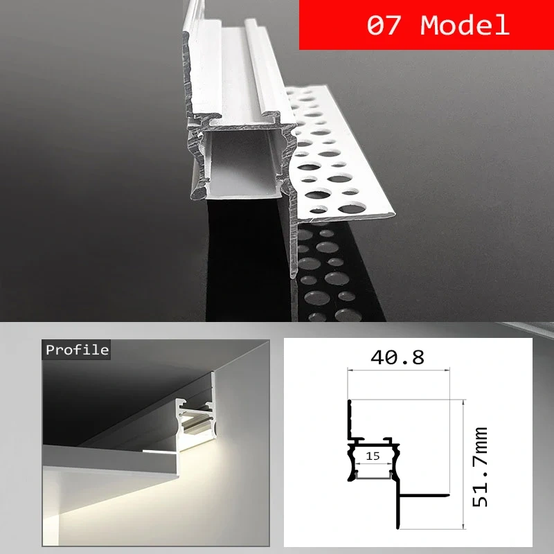 LED Aluminum Profile For Plaster Board Embedded Aluminum Profile Light For Drywall Recessed Installation