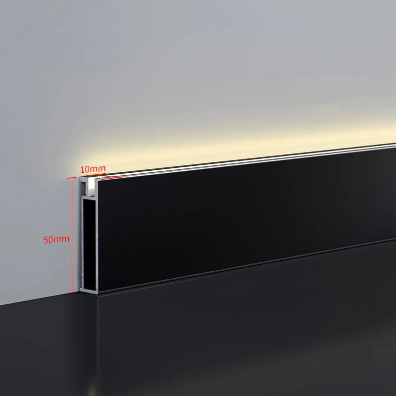 Ultra-narrow Basebaord Aluminum Profile Recessed Hidden Led Skirting Line Channel Silicone Diffuser Wall Corner Bar Strip Light