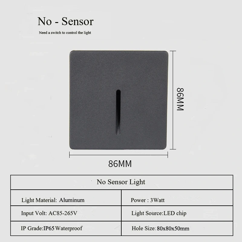 Outdoor Wall Lamp Waterproof Nightlight 3W Recessed Foot Light For Home Garden Hotel Corridor Step Staircase Yard Balcony Aisle