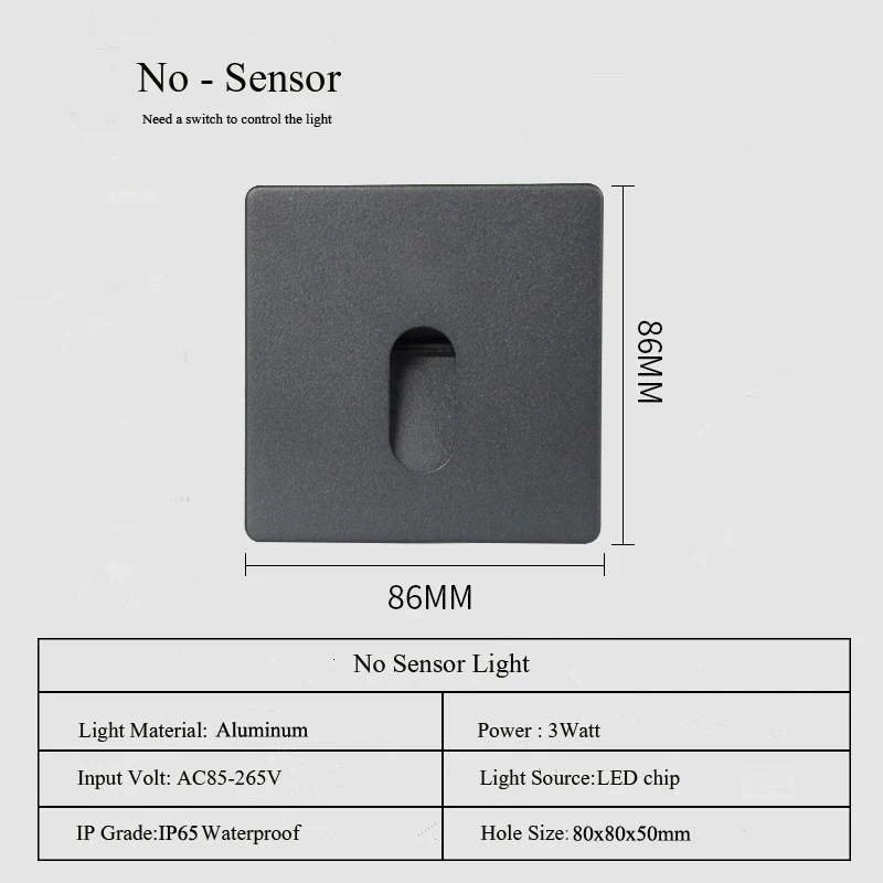 Outdoor Wall Lamp Waterproof Nightlight 3W Recessed Foot Light For Home Garden Hotel Corridor Step Staircase Yard Balcony Aisle