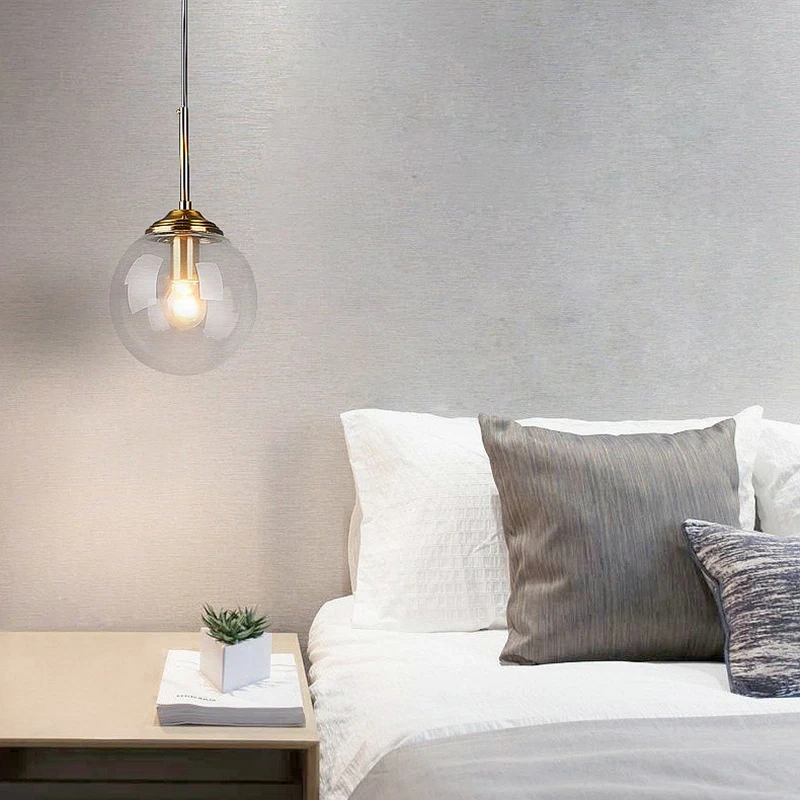 Modern Luxury Metal Chandelier Nordic Creative LED Glass Pendant Lamp Living Room Dining Room Bedside Simple Small Hanging Lamp