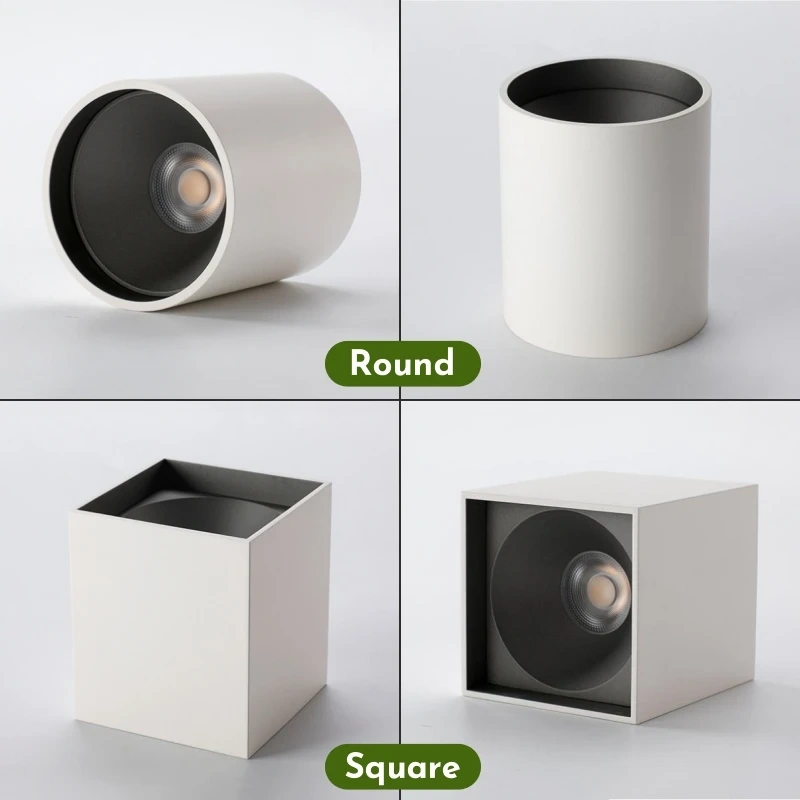 Anti-Glare Round/Square LED Downlight 7W/10W/12W Surface Mounted Dimmable COB Ceiling Light Gallery Office Spot Lighting Fixture