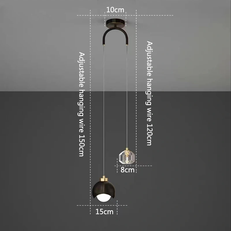 Modern Simple Crystal Pendant Light Luxury Bedroom Bedside Hanging Lamp Nordic Minimalist Long Line Living Room Home Decor