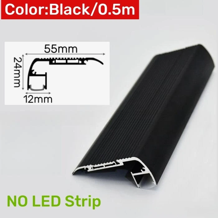 0.5m/1m Anti-Slip Stair Corner LED Aluminum Profile Safety Backlight Step Channel Cover Edge Protector Deck Hard Bar Strip Light