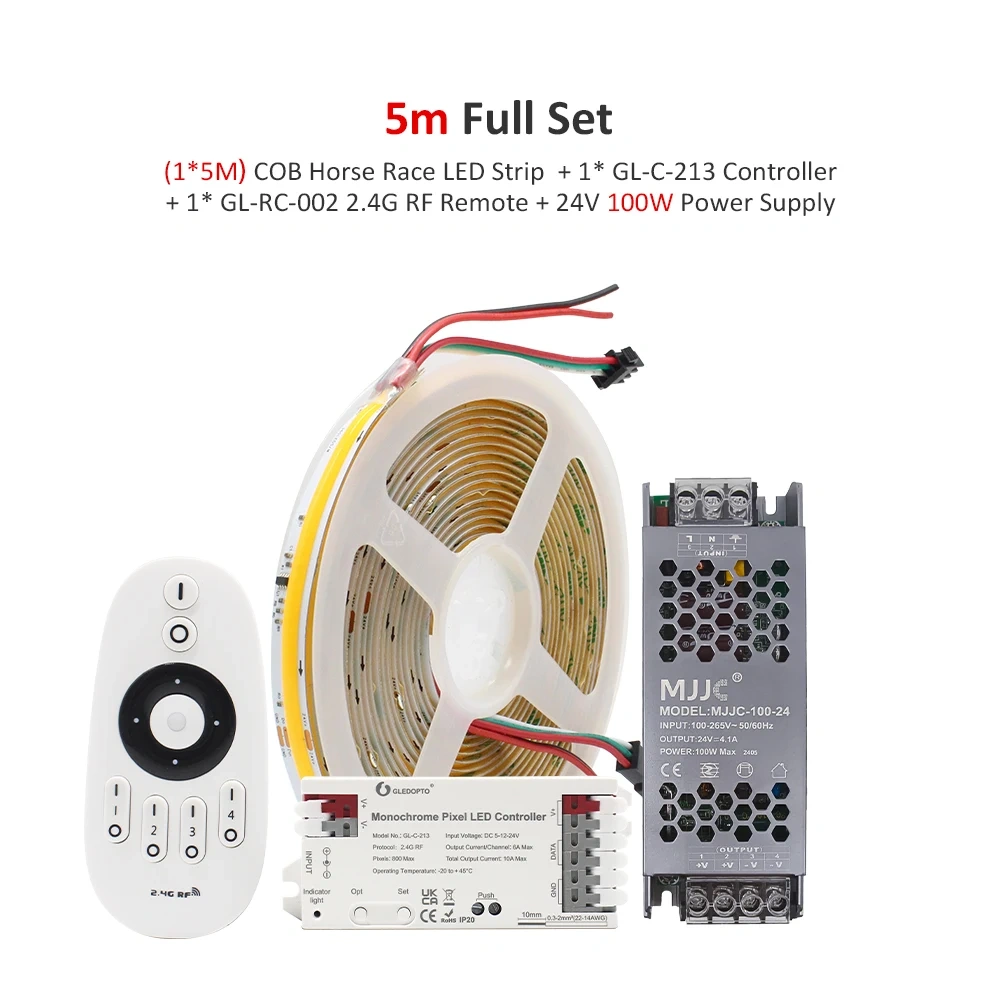 Corrida de cavalos água corrente cob luzes de tira led 24v 360leds/m ws2811 pixel fita lâmpada quente legal branco listra 2.4g rf controle remoto