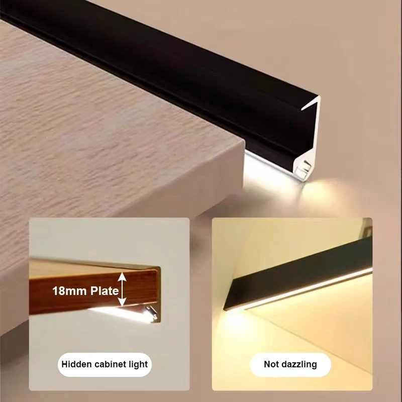 45° Oblique Cabinet Aluminum Profile 18mm Under Closet Light Led Hard Bar Strip For Bedroom Kitchen Recessed Bar Strip Light